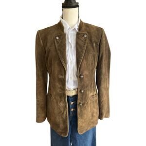 Vintage Meindl Women’s Suede Leather Jacket Brown German Alpine Blazer US 6–8